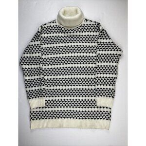 Ann Taylor Turtle Neck Sweater Women’s M Striped Black White 5% Wool